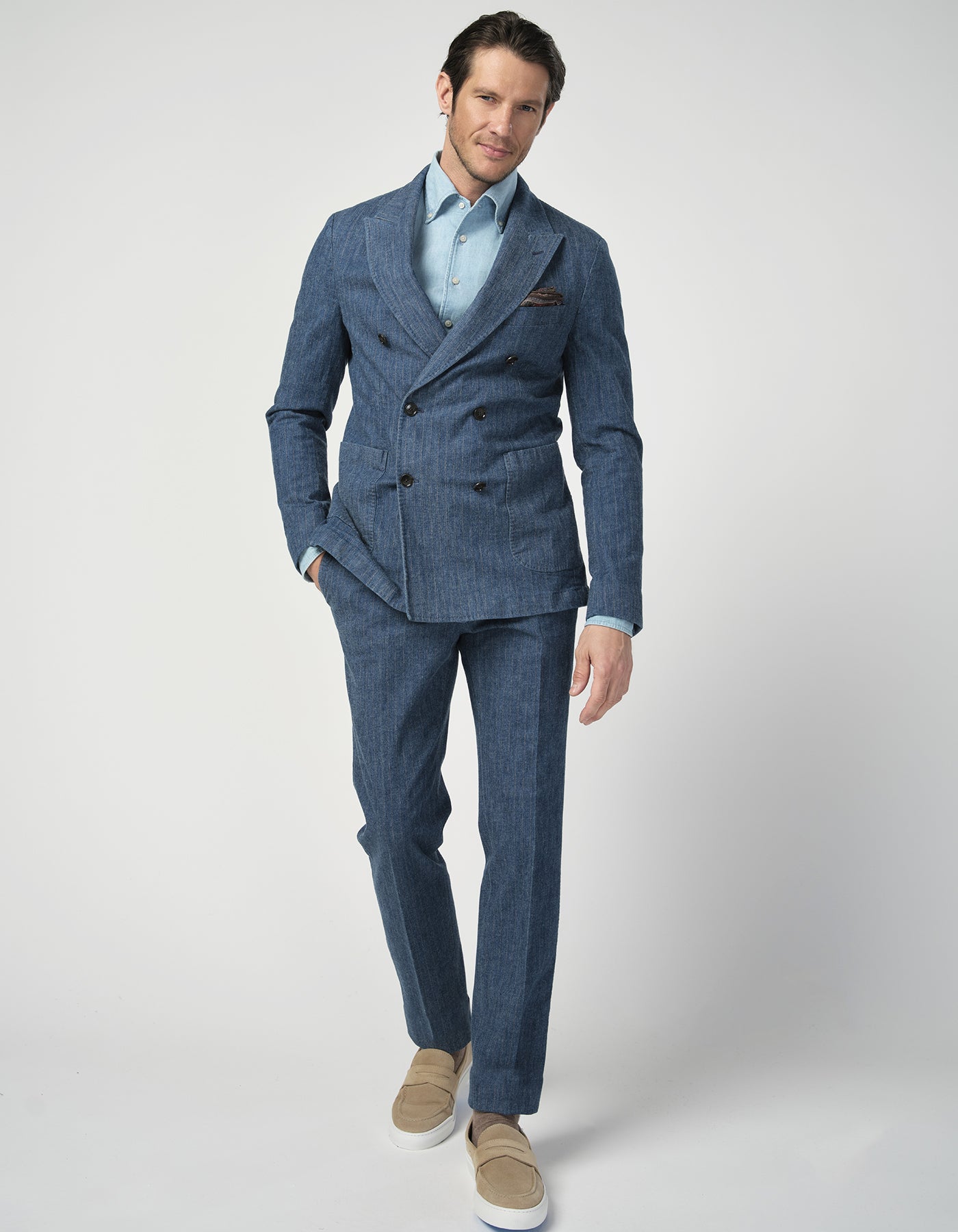 Pantalon En Denim Rayé