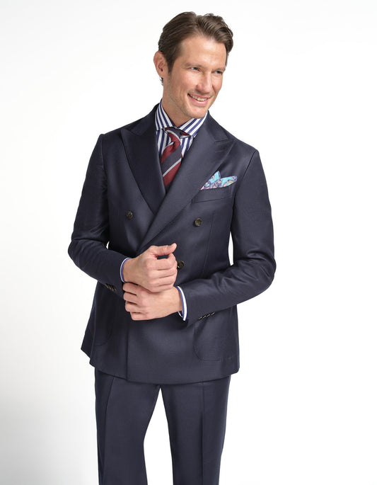 Blazer à Double Boutonnage avec Revers en Pointe & Pantalons à Pattes Latérales