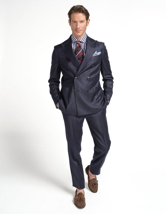 Blazer à Double Boutonnage avec Revers en Pointe & Pantalons à Pattes Latérales