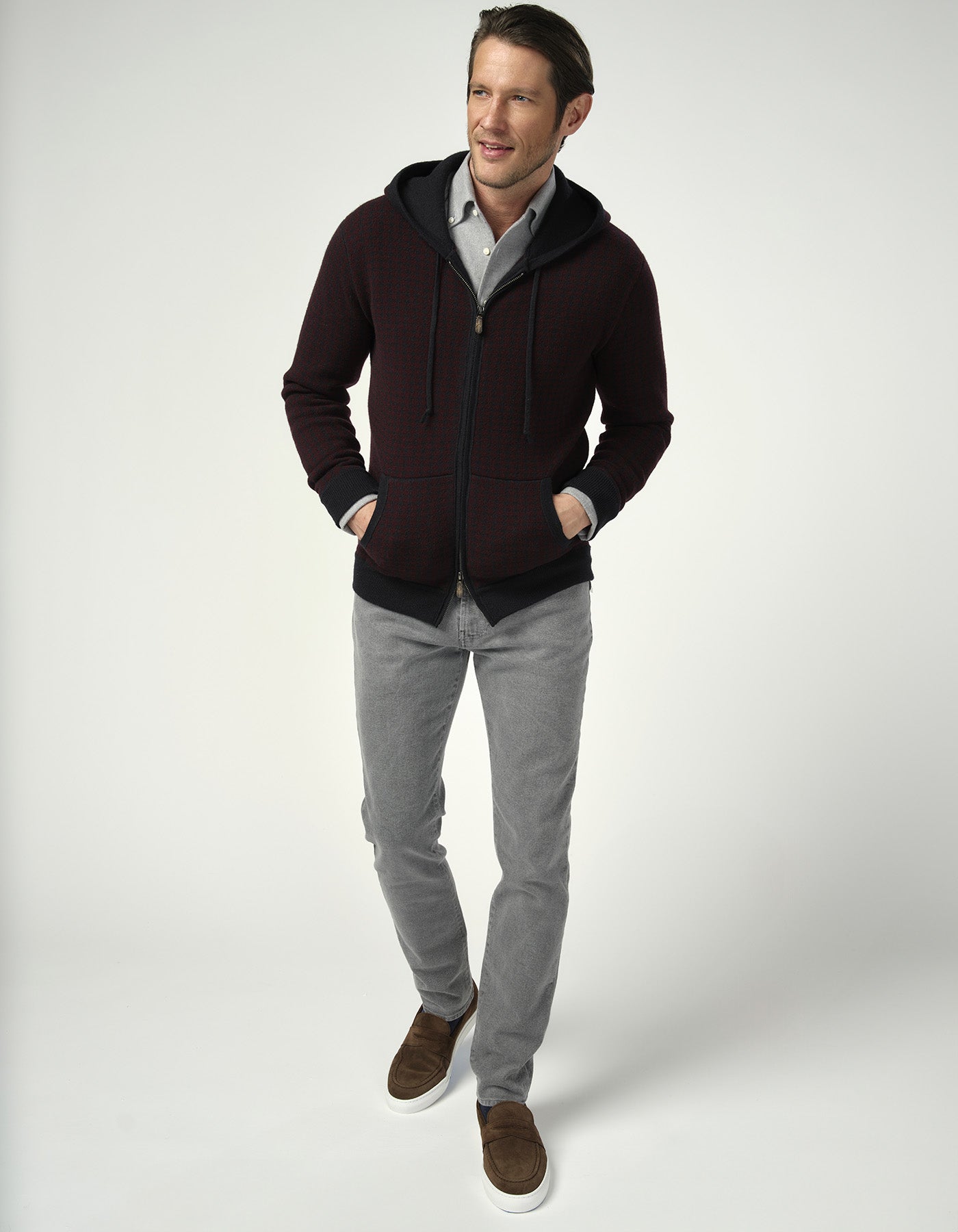 Hoodie Cachemire Pied-de-Poule