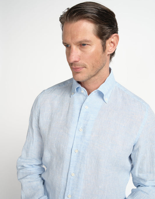Chemise en Lin à Col Boutonné