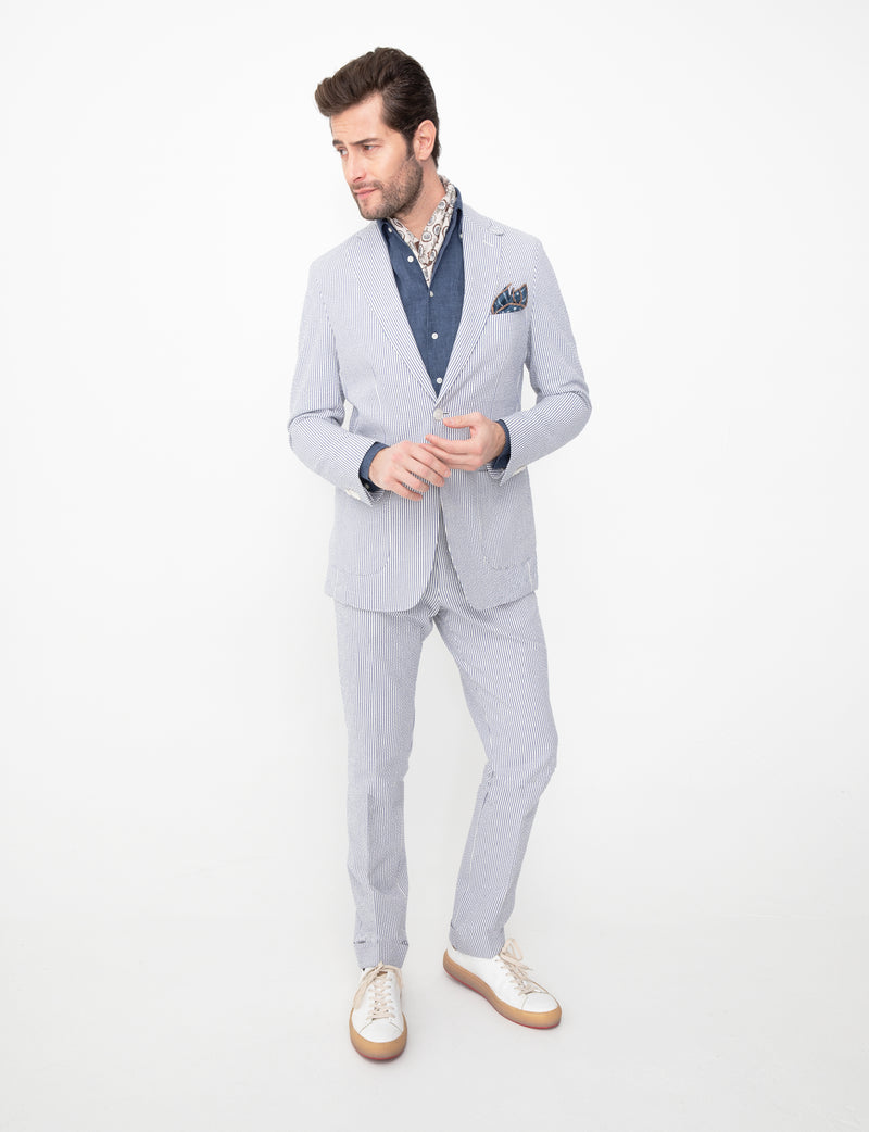 BLAZER OCÉAN EN COTON STRETCH SEERSUCKER